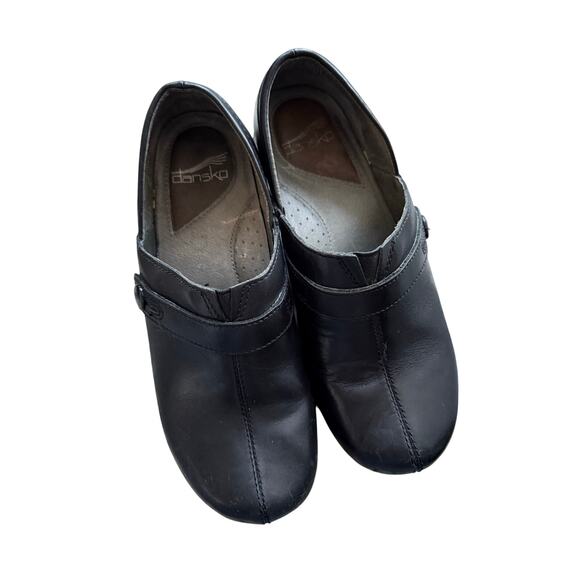 Dansko Black Leather Solstice Clogs size 38 7.5 8 - Picture 3 of 8